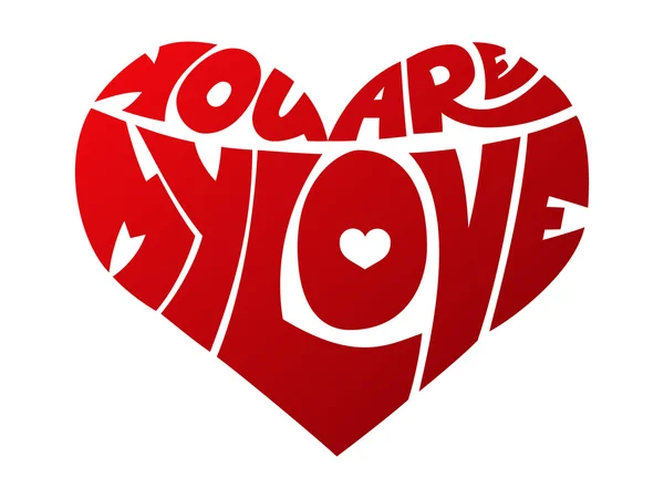 Coeur de texte avec LOVE YOU à l'intérieur — Image vectorielle
