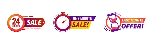 Flash Sale Countdown Badges Beperkte Tijd Aanbieding Banner Sticker — Stockvector