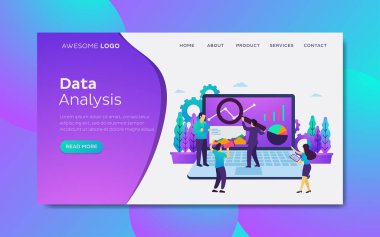 Veri analizi modern düz tasarım kavramı İniş sayfası şablonu