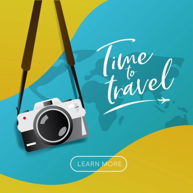 Reklam için seyahat afişi illüstrasyonu