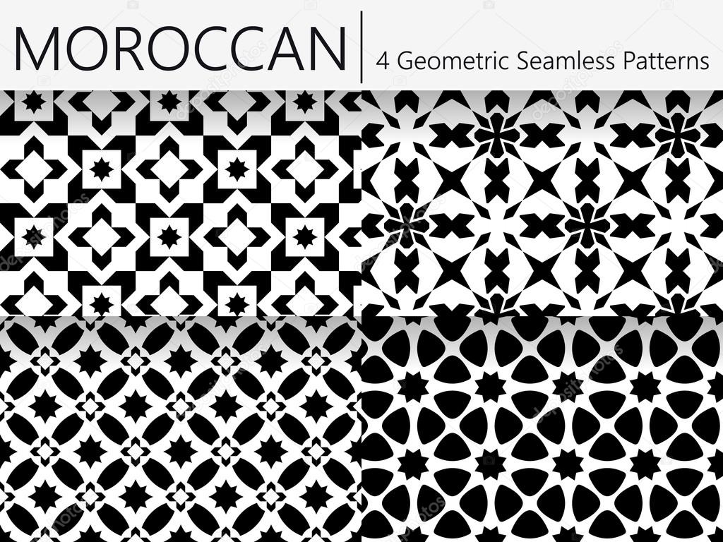 Set of 4 Moroccan Vintage Seamless Patterns