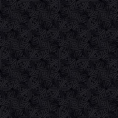 Batik Seamless modeli. Siyah arka plan