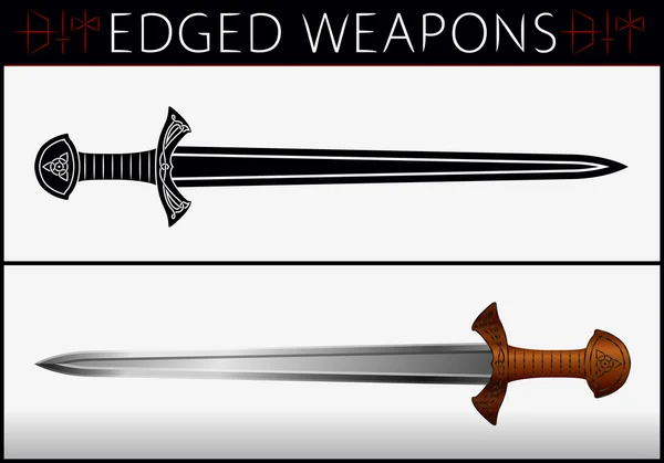 Meč. Gladius. Středověké zbraně. Kolekce vektoru hranami Wea — Stockový vektor