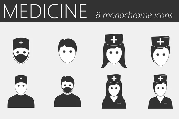 Ikonen für Ärzte und Krankenschwestern — Stockvektor