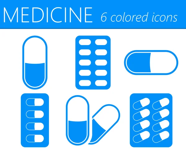 Conjunto de iconos de vectores de píldoras médicas — Archivo Imágenes Vectoriales