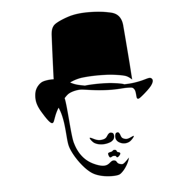 Caballero Silueta Negra. bigote y barba — Vector de stock