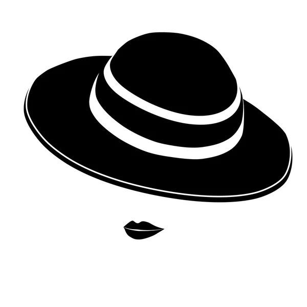 Dame en chapeau Silhouette noire — Image vectorielle