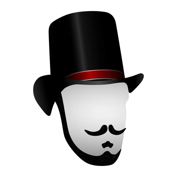 Caballero Silueta Negra. bigote y barba — Vector de stock