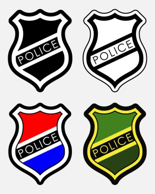 Vektör polis rozetleri izole çizim