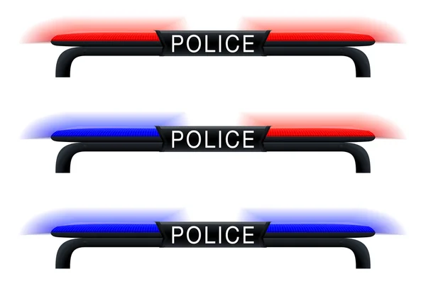 Luces de emergencia. Sirena de coche azul y rojo de la policía — Vector de stock