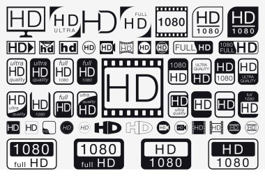 Büyük Set Hd simgeler. HD etiketleri