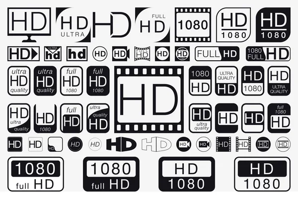 Big Set HD Icons. HD Labels — Stock Vector