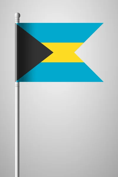 Flag of Bahamas. National Flag on Flagpole — Stock Vector