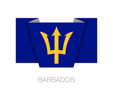 Barbados. Ülke adı ile düz simgesi titrek bayrak