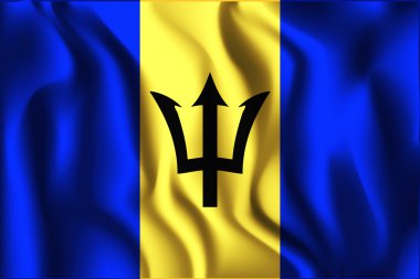 Barbados bayrağı. Dikdörtgen şeklinde simgesi