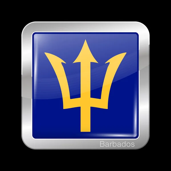 Barbados. Metal ícone forma quadrada —  Vetores de Stock