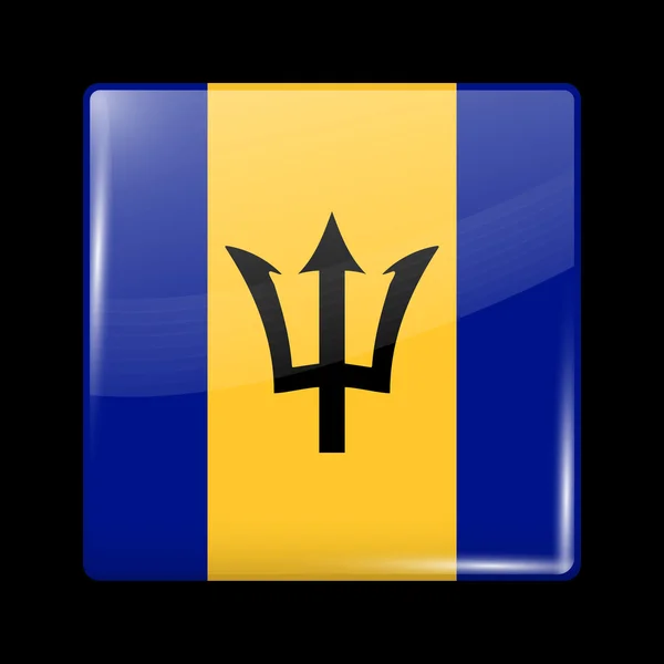 Barbados flagga. Glansigt ikonen Square form — Stock vektor