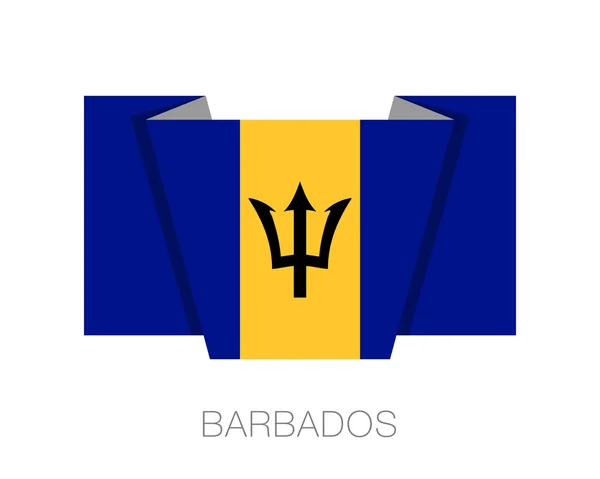 Flagge von Barbados. flache Ikone schwenkt Flagge mit Ländernamen — Stockvektor
