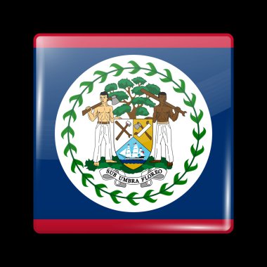 Belize bayrağı. Parlak simgesi kare şekli