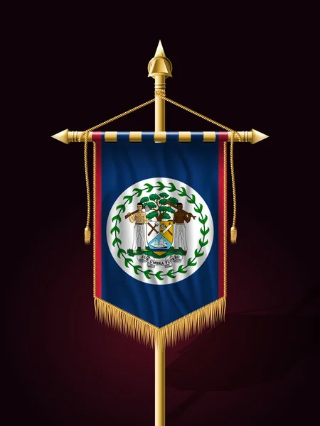 Sjunka av Belize. Festlig Banner vertikala flagga med flaggstång — Stock vektor