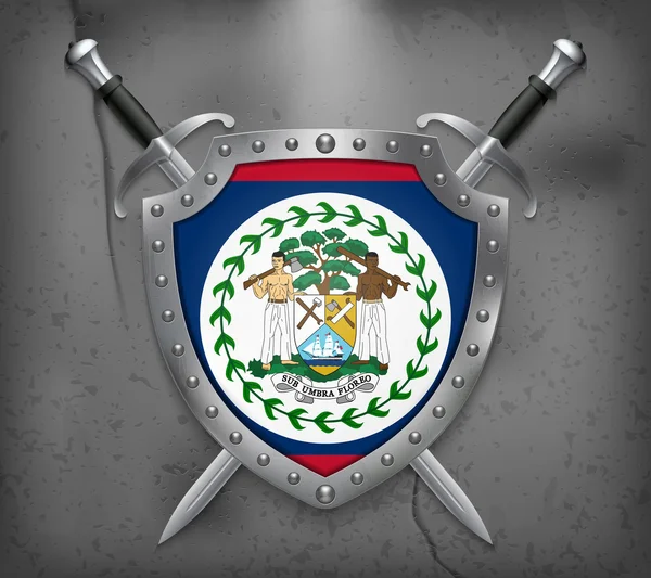 Drapeau de Belize. The Shield has Flag Illustration. Vecteur Medieva — Image vectorielle