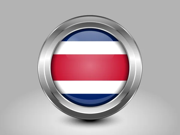 Bandiera della Costa Rica. Icona rotonda in metallo e vetro — Vettoriale Stock