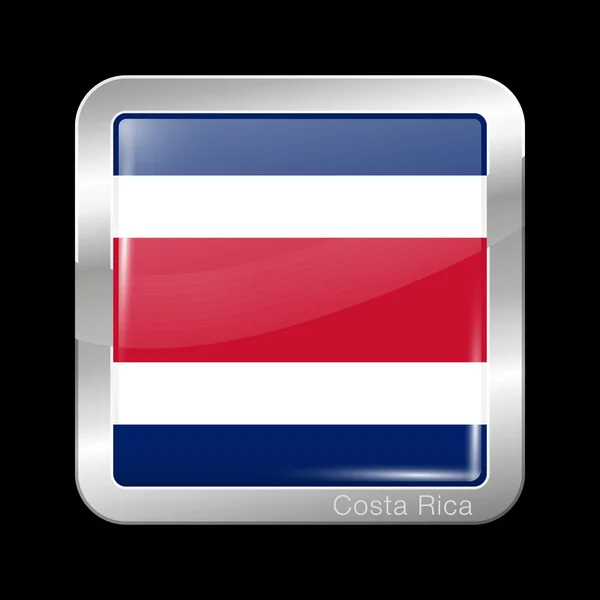 Bandiera della Costa Rica. Icona in metallo Forma quadrata — Vettoriale Stock