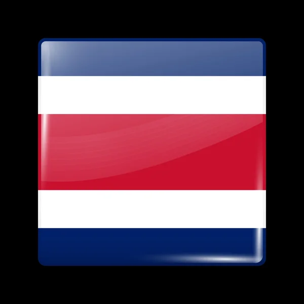 Flagga Costa Rica. Glansigt ikonen Square form — Stock vektor