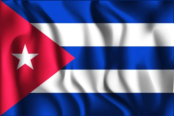 Flaga Kuby. Prostokątny kształt ikony z efekt falisty — Wektor stockowy