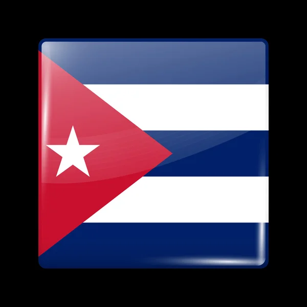 Flaga Kuby. Błyszczący ikona kwadratu — Wektor stockowy