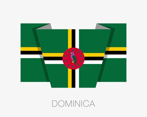 Bandeira da Dominica. Bandeira de vacilação de ícone plano com nome de país —  Vetores de Stock