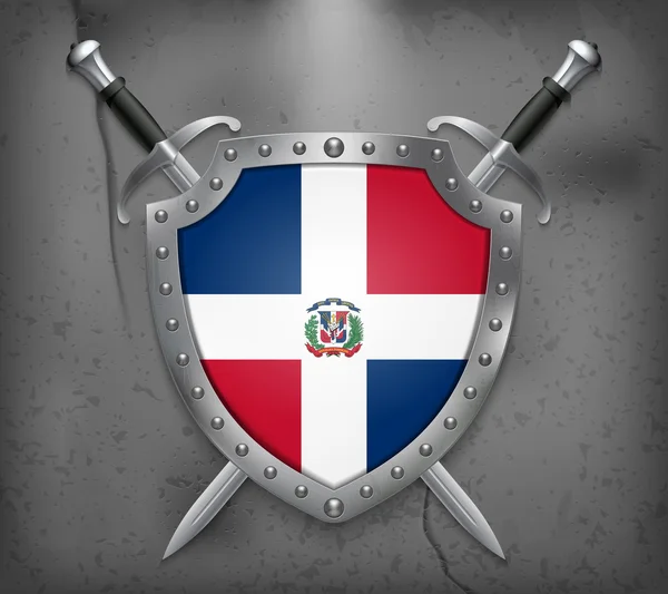 Bandeira da República Dominicana. O escudo tem a ilustração da bandeira. Ve — Vetor de Stock