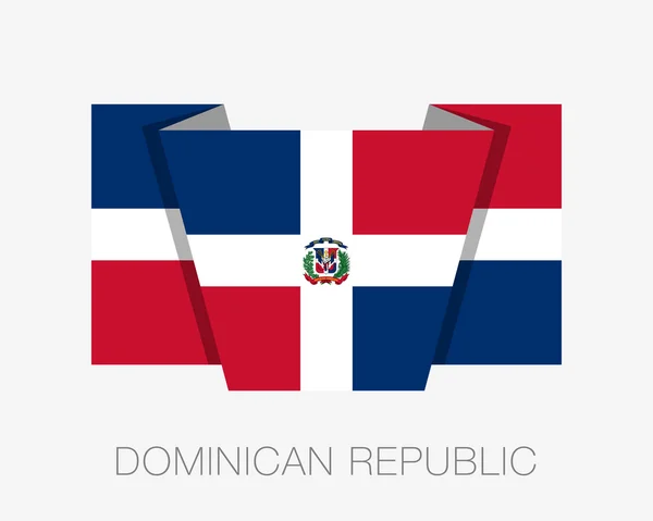 Bandera de República Dominicana. Icono plano Wavering Bandera con País — Vector de stock