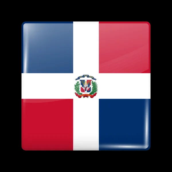 Vlajka Dominikánské republiky. Tvar s čtvercovým ikonu lesklý — Stockový vektor