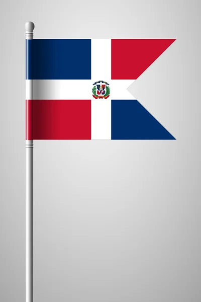 Drapeau de la République dominicaine. Drapeau national sur Flagpole — Image vectorielle