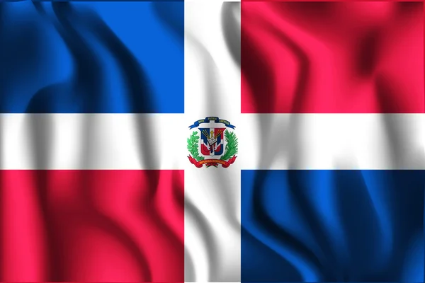 Vlajka Dominikánské republiky. Obdélníkový tvar ikona s vlnovkou Eff — Stockový vektor