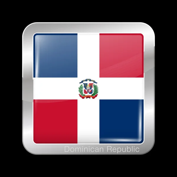 Dominikai Köztársaság zászlaja. Fém ikon tér alakzat — Stock Vector