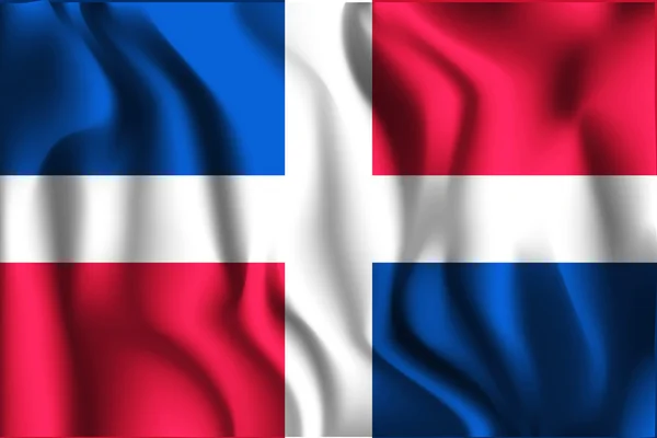 ドミニカ共和国の旗。波状 Eff と四角形アイコン — ストックベクタ