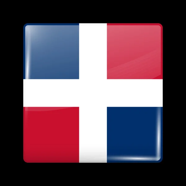 Flag of Dominican Republic. Glossy Icon Square Shape — Stock Vector