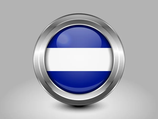 Bandiera di El Salvador. Icona rotonda in metallo e vetro — Vettoriale Stock