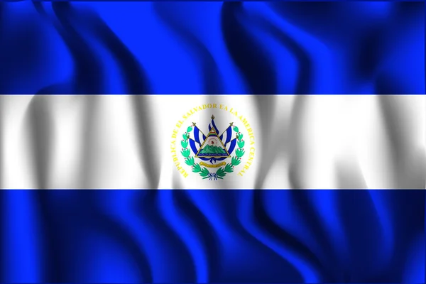 Flag of El Salvador. Rectangular Shape Icon with Wavy Effect — Stock Vector