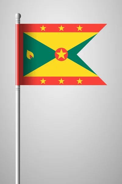 Bandiera di Grenada. Bandiera Nazionale su Flagpole — Vettoriale Stock