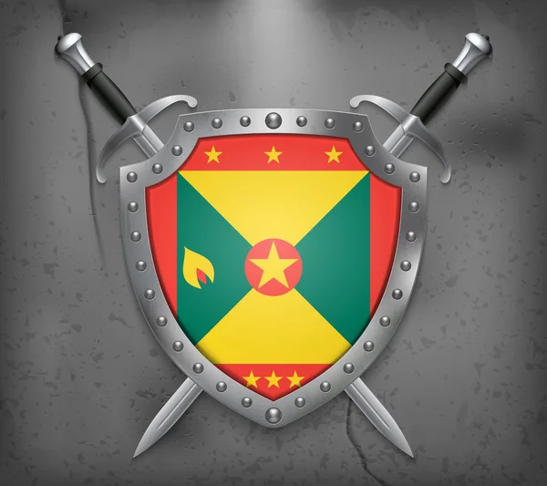 Flag of Grenada. The Shield Has Flag Illustration. Vector Mediev — Stock Illustration Flag of Grenada. The Shield Has Flag Illustration. Vector Mediev Royalty Free Stock Vectors