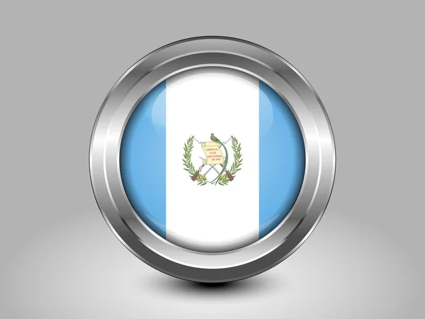 Bandera de Guatemala. Icono redondo de metal y vidrio — Vector de stock