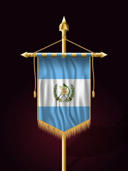 Bandera de Guatemala. Bandera festiva Bandera vertical con asta de bandera — Vector de stock