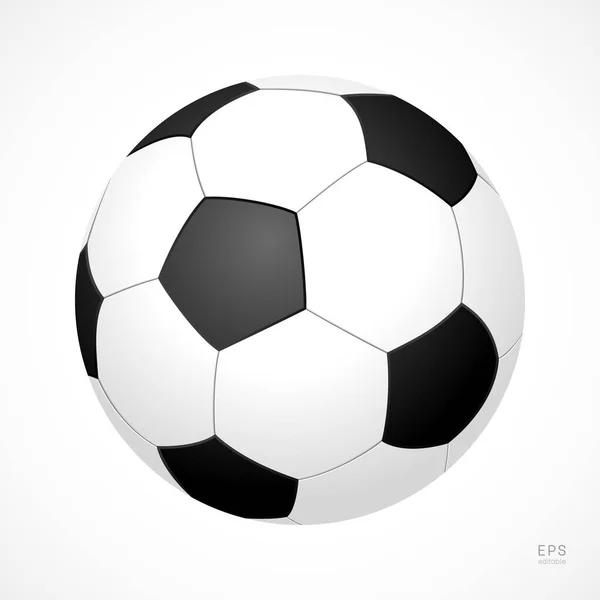 Icono Vector Fútbol Pelota Fútbol Blanco Negro Vista Media Vuelta — Archivo Imágenes Vectoriales