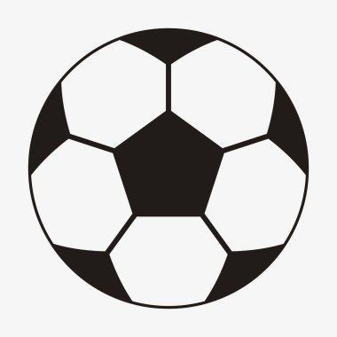 Futbol Vektörü Simgesi. Siyah ve Beyaz Basit Futbol Topu. Ön Görünüm