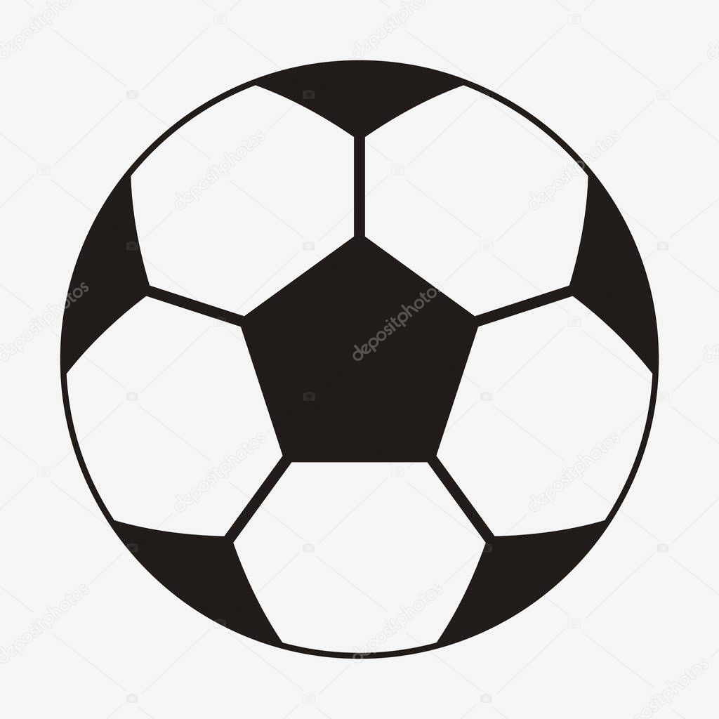 Football Vector Icon. Black and White Simple Soccer Ball. Front View