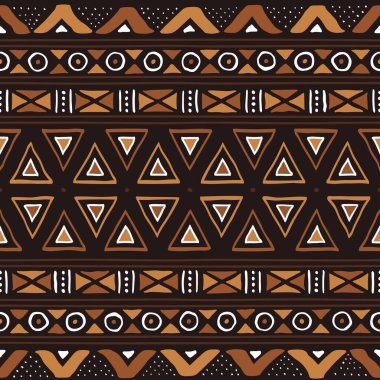 Afrika baskı kumaşı. Vektör Kusursuz Kabile Düzeni. Geleneksel Etnik El Çizim Süslemesi Tasarım Kumaşınız, Halı, Halı, Pareo, Paket