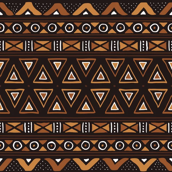 African Print Fabric Vector Seamless Tribal Pattern Traditional Ethnic Hand — Stock Vector